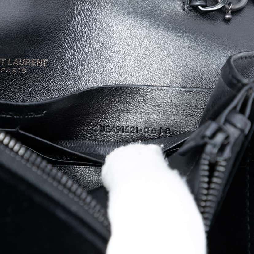 Saint Laurent Velvet Crystal Monogram Kate Tassel Wallet on Chain Black Velvet Very good condition - Box View