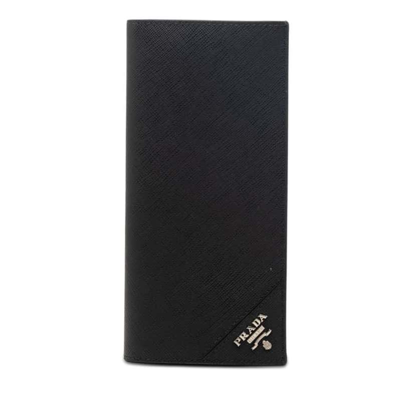 Prada Saffiano Bifold Long Wallet Black Leather Very good condition - Front View