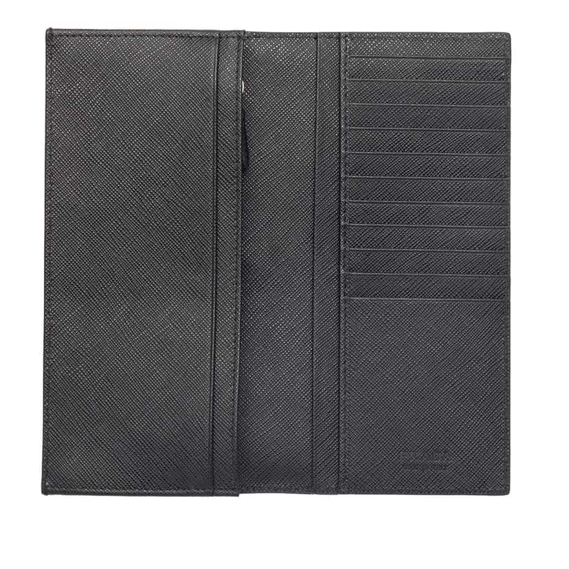 Prada Saffiano Bifold Long Wallet Black Leather Very good condition - Model View