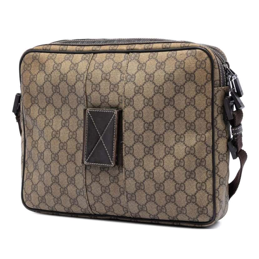 Gucci GG Supreme Interlocking G Crossbody Beige Canvas Very good condition - Back View