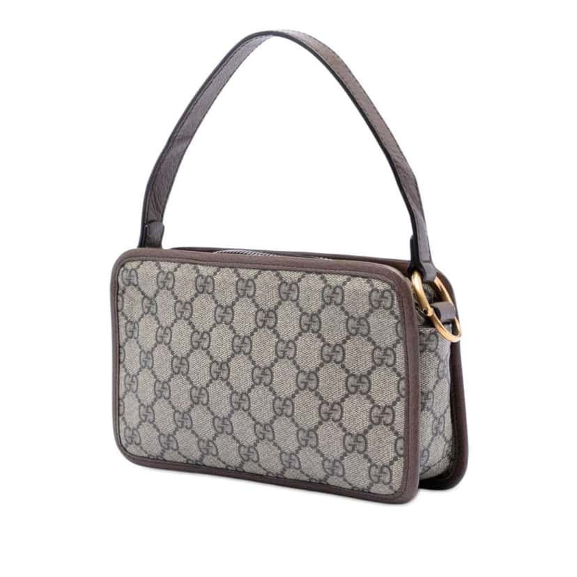 Gucci Small GG Supreme Web Ophidia Top Handle Bag Beige Canvas Very good condition - Back View
