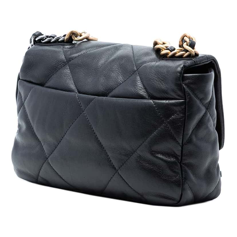 Chanel Medium Lambskin 19 Flap Black Leather Very good condition - Back View