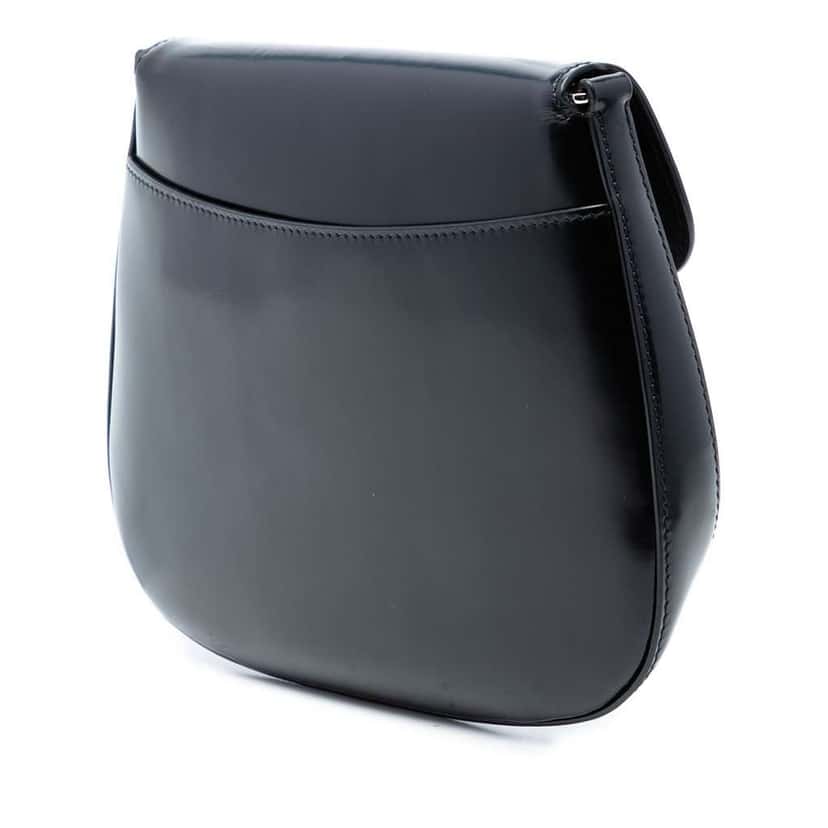 Prada Spazzolato Leather Cleo Flap Shoulder Bag Black Leather Very good condition - Back View