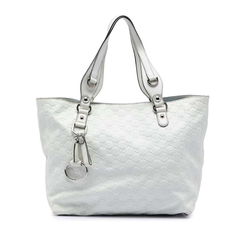 Gucci Medium Guccissima Icon Bit Tote White Leather Very good condition - Front View