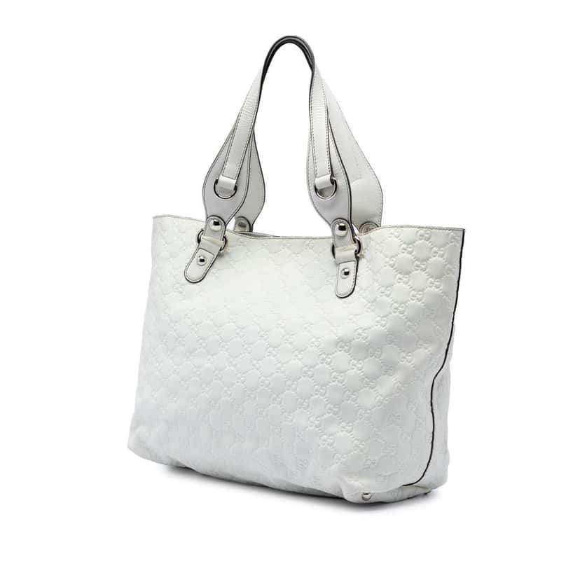 Gucci Medium Guccissima Icon Bit Tote White Leather Very good condition - Back View