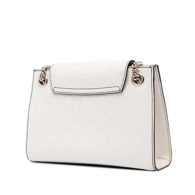 Gucci Small Guccissima Emily Shoulder Bag White Leather Very good condition - Back View