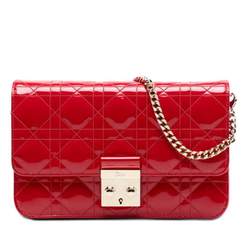 Dior Patent Cannage Miss Dior Promenade Crossbody Red Leather Very good condition - Front View