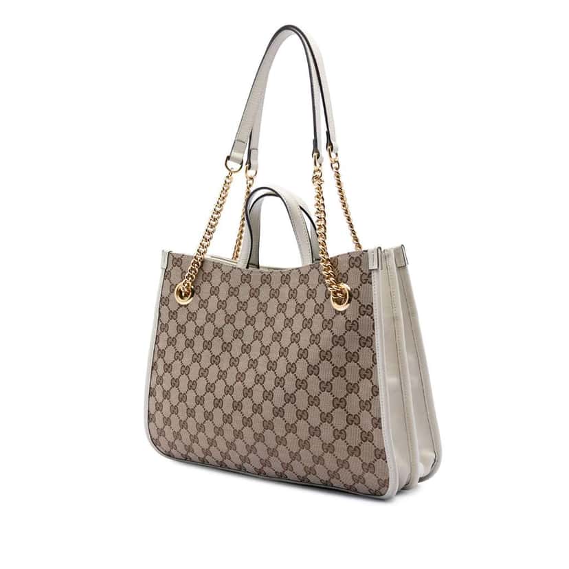 Gucci Medium GG Canvas Horsebit 1955 Chain Tote Beige Canvas Very good condition - Back View