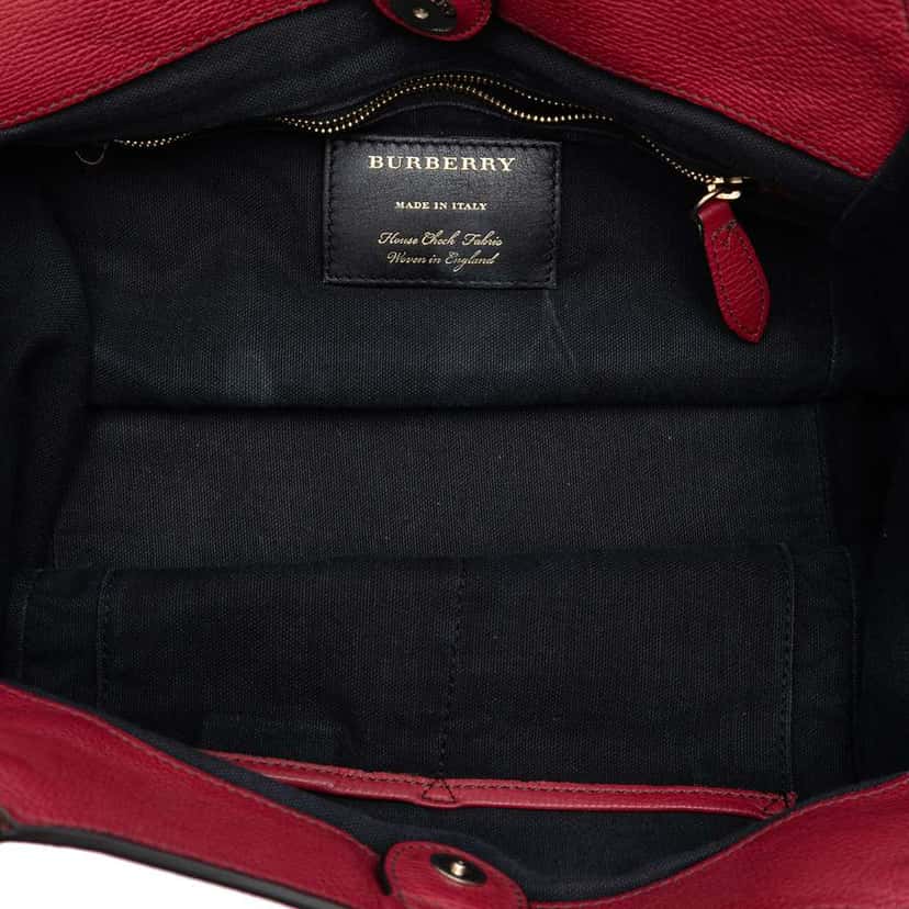 Burberry Small Leather and House Check Canvas Canterbury Tote Red Leather Very good condition - Model View