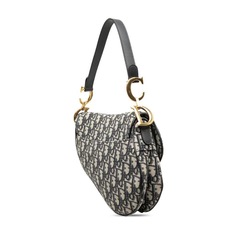 Dior Oblique Canvas Saddle Bag Blue Canvas Very good condition - Back View