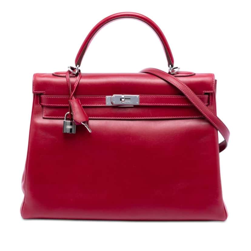 Hermès Tadelakt Verso Kelly II Retourne 35 Red Leather Very good condition - Front View