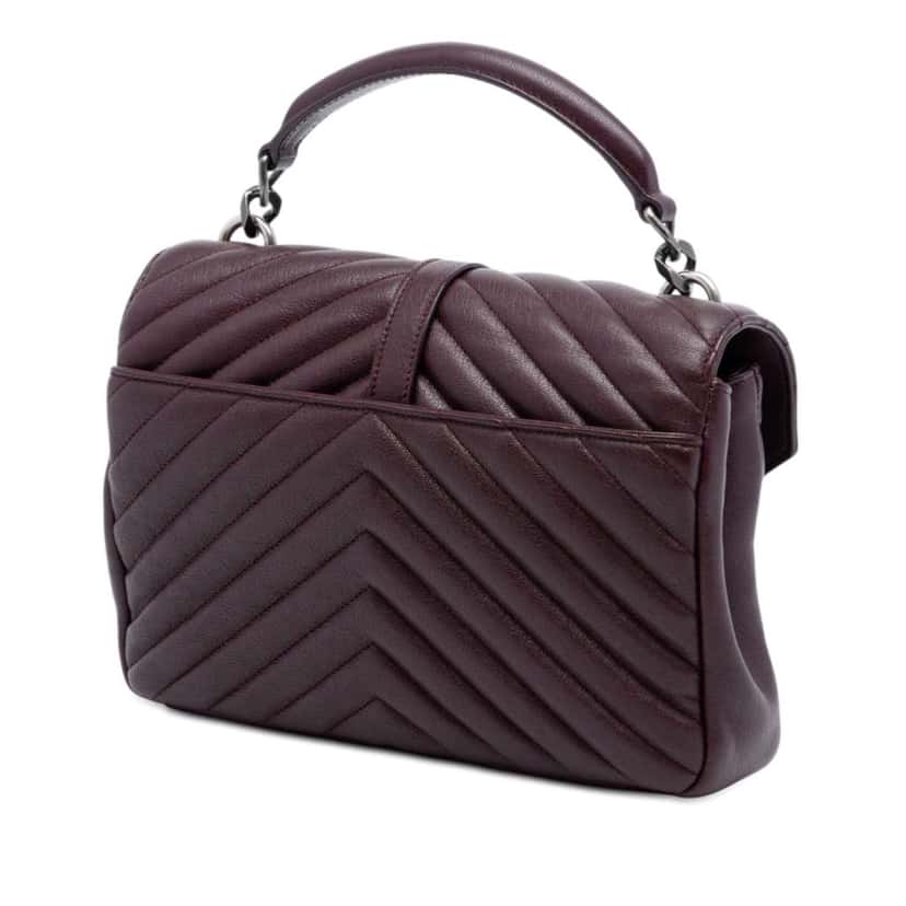 Saint Laurent Medium Chevron Sheepskin Monogram College Satchel Red Leather Very good condition - Back View