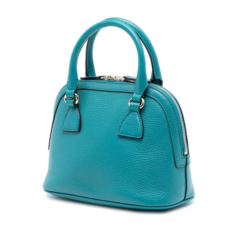 Gucci Mini Leather GG Charm Dome Satchel Blue Leather Very good condition - Back View