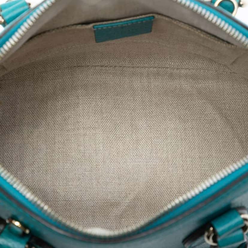 Gucci Mini Leather GG Charm Dome Satchel Blue Leather Very good condition - Model View