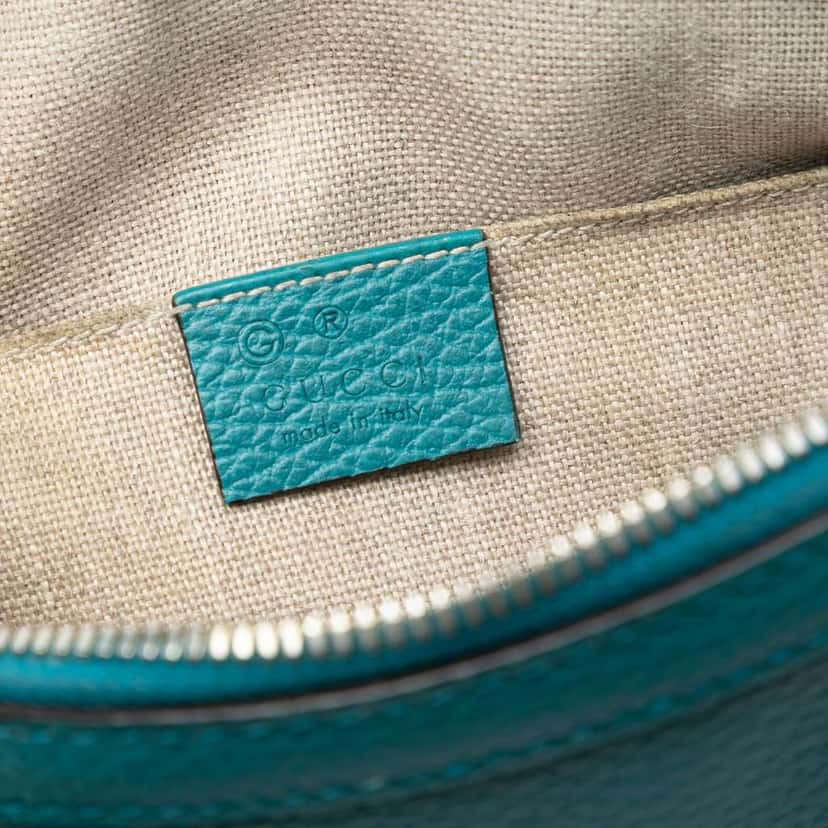 Gucci Mini Leather GG Charm Dome Satchel Blue Leather Very good condition - Box View