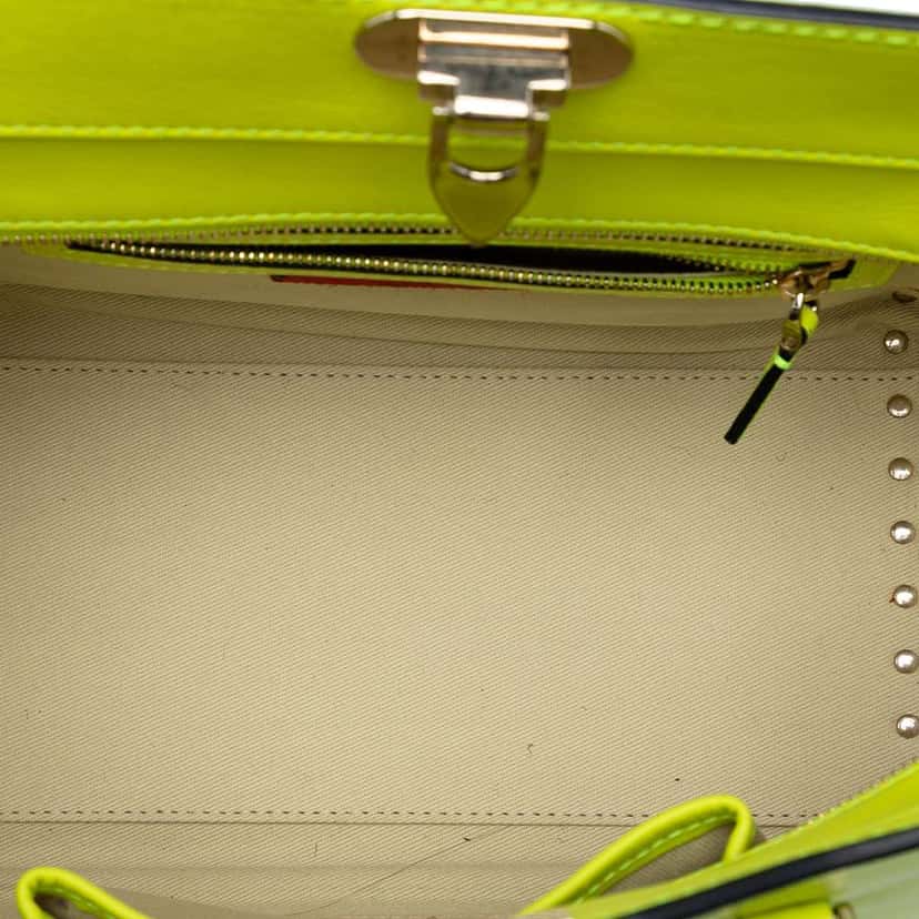 Valentino Small Leather Rockstud Double Handle Tote Yellow Leather Very good condition - Model View