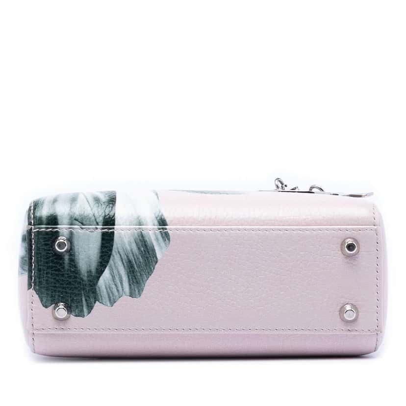 Dior Mini Deerskin Floral Printed Lady Dior Pink Leather Very good condition - Inside View