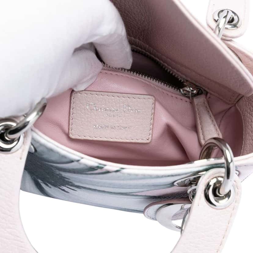 Dior Mini Deerskin Floral Printed Lady Dior Pink Leather Very good condition - Box View