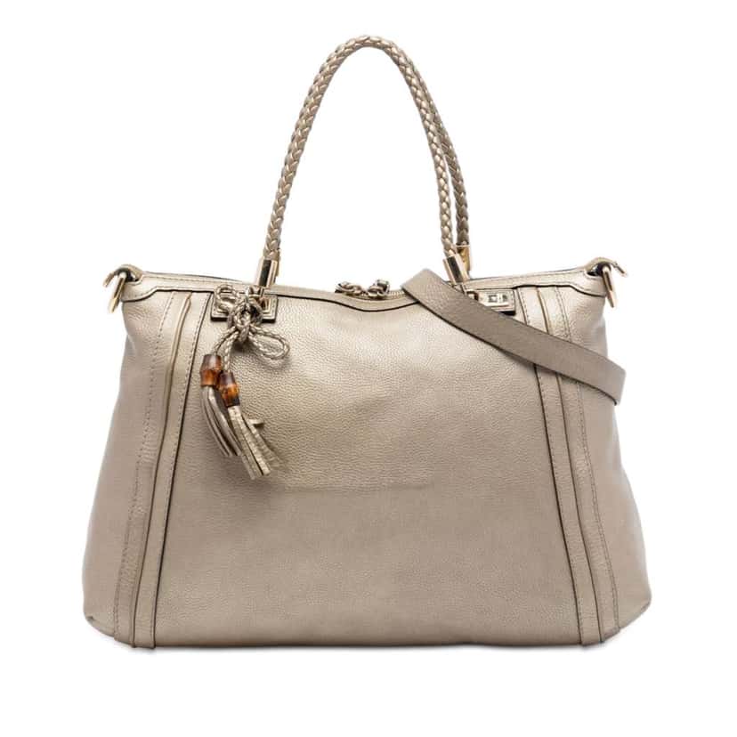 Gucci Large Leather Bella Tote Gold Leather Very good condition - Front View