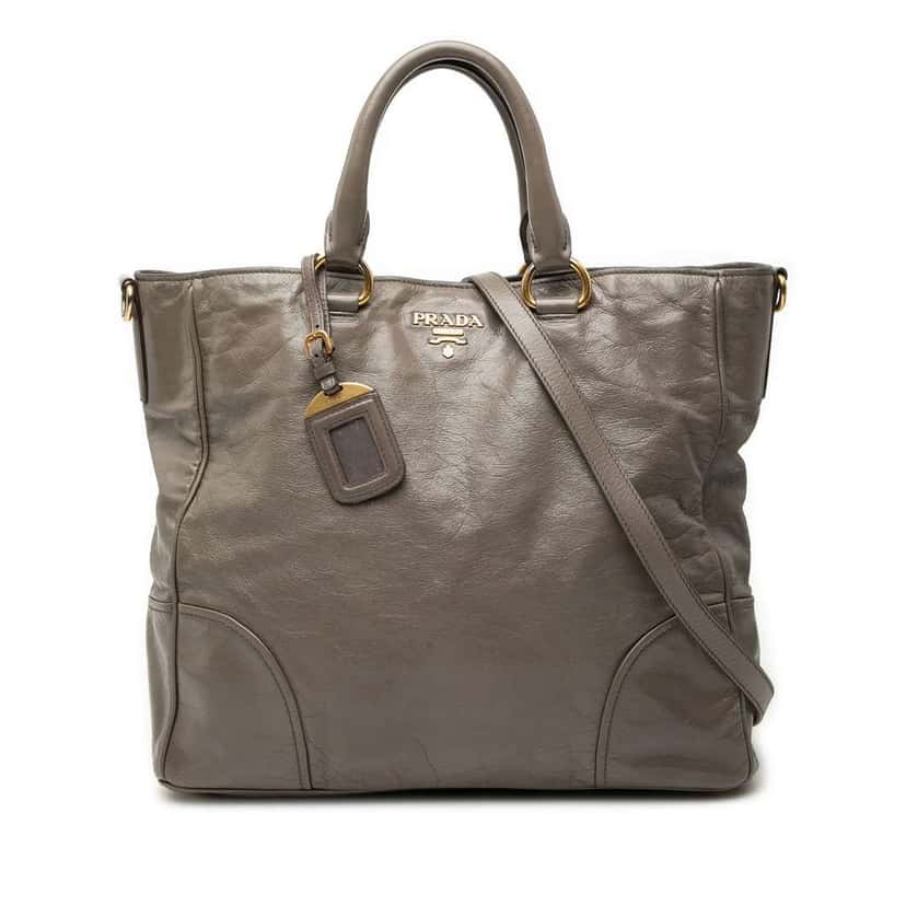 Prada Vitello Shine Satchel Brown Leather Very good condition - Front View