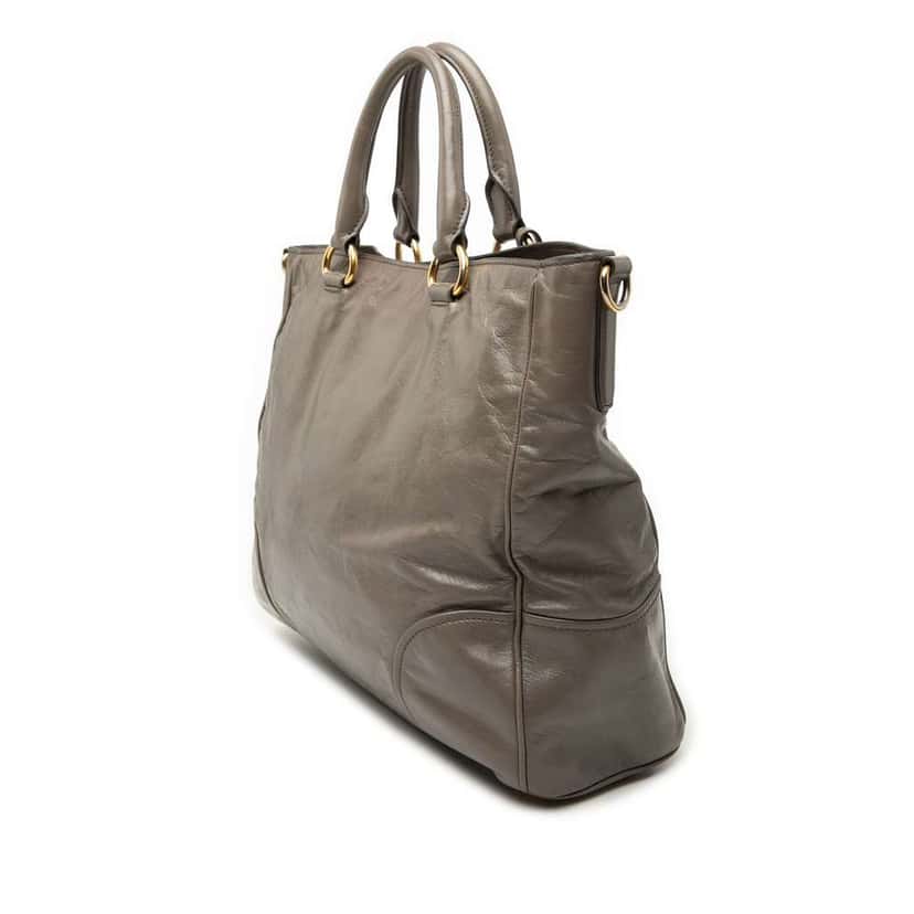 Prada Vitello Shine Satchel Brown Leather Very good condition - Back View