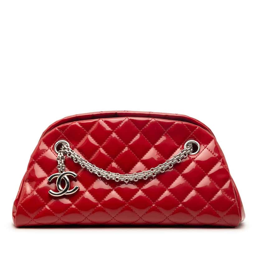 Chanel Small Patent Just Mademoiselle Shoulder Bag Red Leather Very good condition - Front View