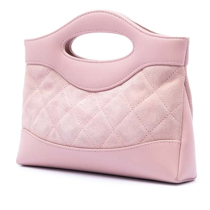 Chanel Mini CC Quilted Suede and Calfskin 31 Shopping Bag Pink Leather Very good condition - Back View