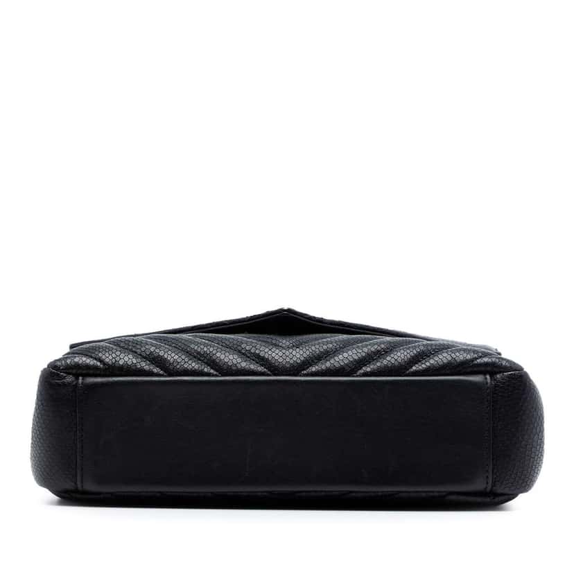 Saint Laurent Medium Chevron Embossed Leather Monogram College Satchel Black Leather Very good condition - Inside View