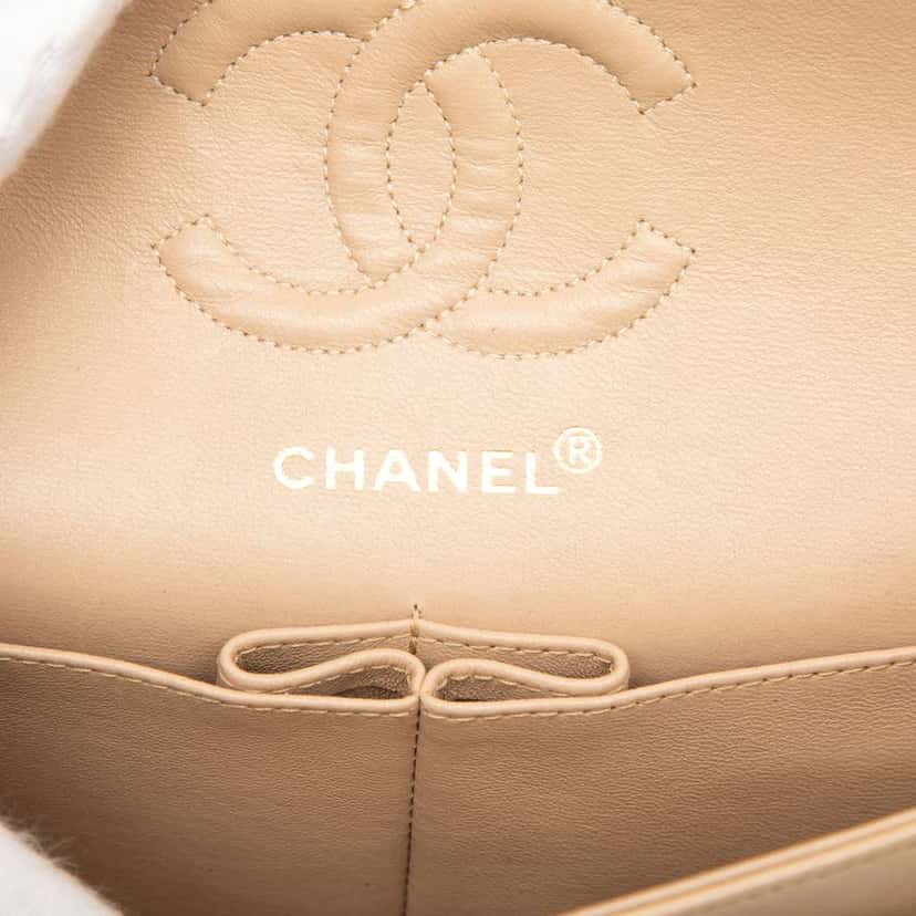 Chanel Small Classic Lambskin Double Flap Beige Leather Very good condition - Box View