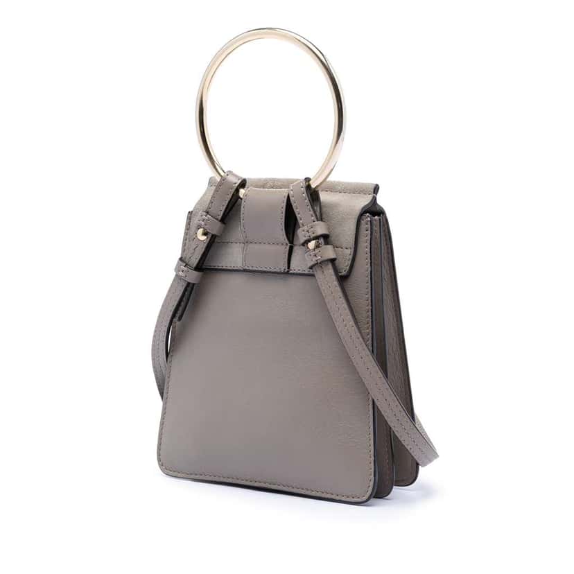 Chloé Mini Calfskin and Suede Faye Bracelet Bag Brown Leather Very good condition - Back View