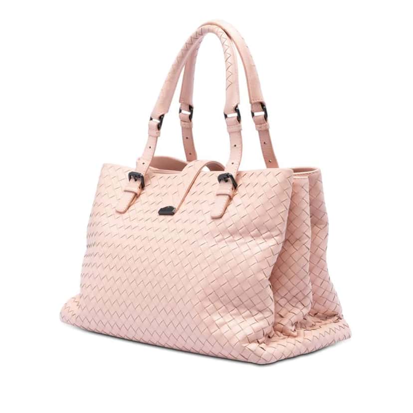 Bottega Veneta Medium Nappa Intrecciato Roma Tote Pink Leather Very good condition - Back View