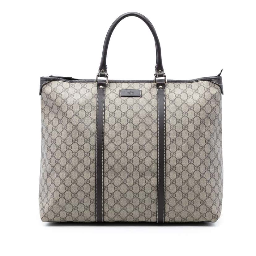 Gucci GG Supreme Weekender Beige Canvas Very good condition - Front View