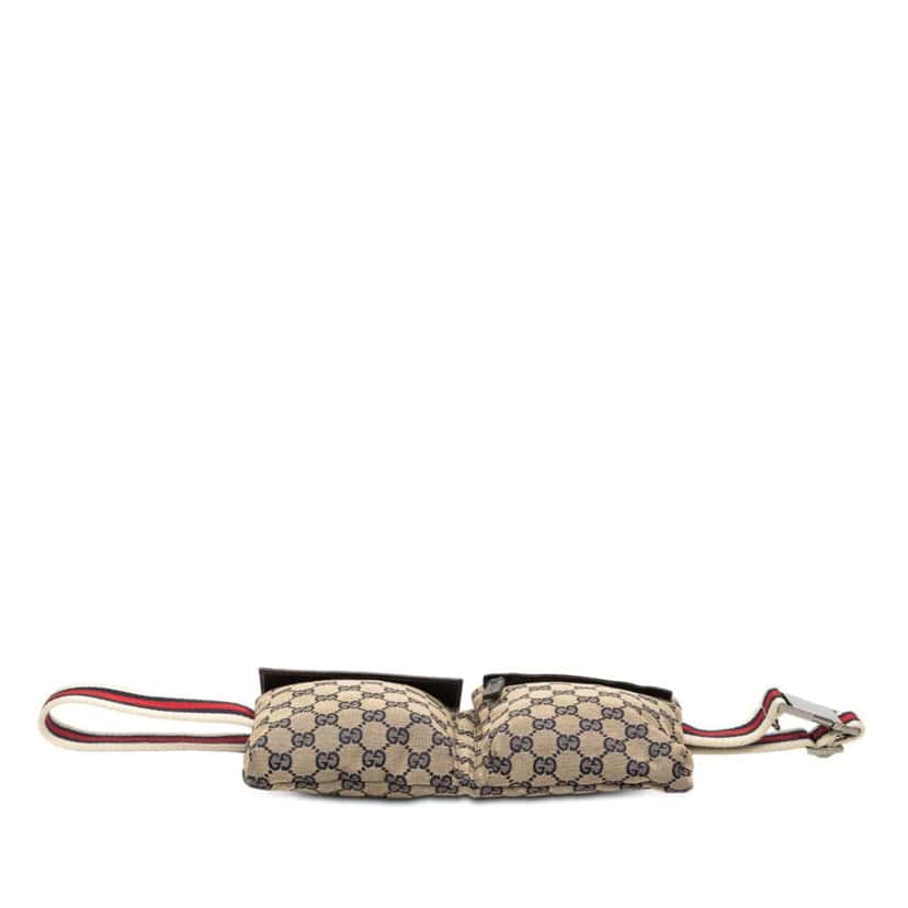 Gucci GG Canvas Web Double Pocket Belt Bag Beige Very good condition - Inside View