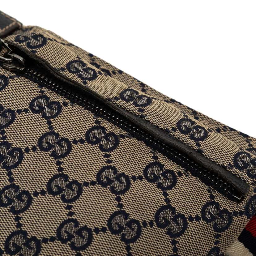 Gucci GG Canvas Web Double Pocket Belt Bag Beige Very good condition - Model View