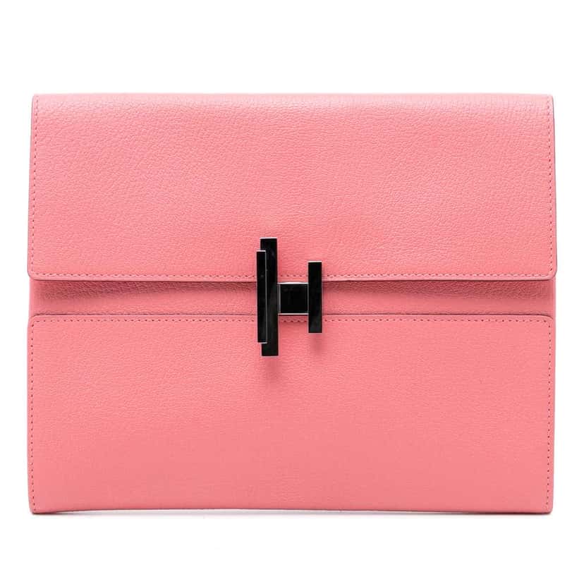 Hermès Chevre Mysore Cinhetic Clutch Pink Leather Very good condition - Front View