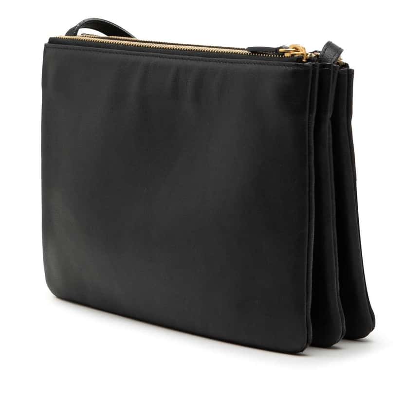 Celine Large Lambskin Trio Crossbody Black Leather Very good condition - Back View