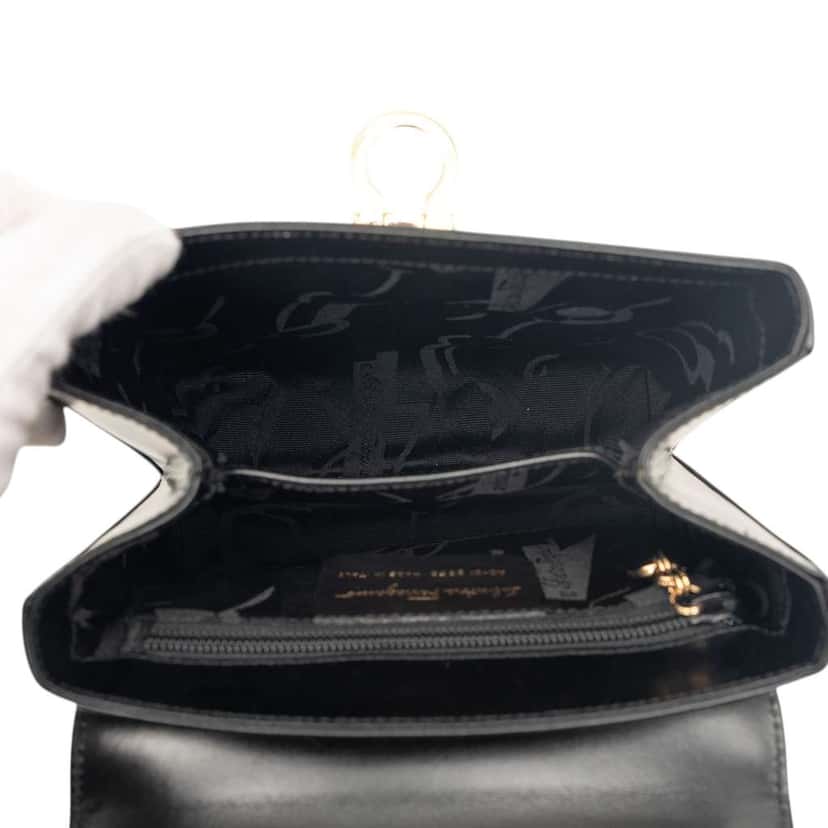 Salvatore Ferragamo Small Leather Gancini Iconic Top Handle Bag Black Leather Very good condition - Model View