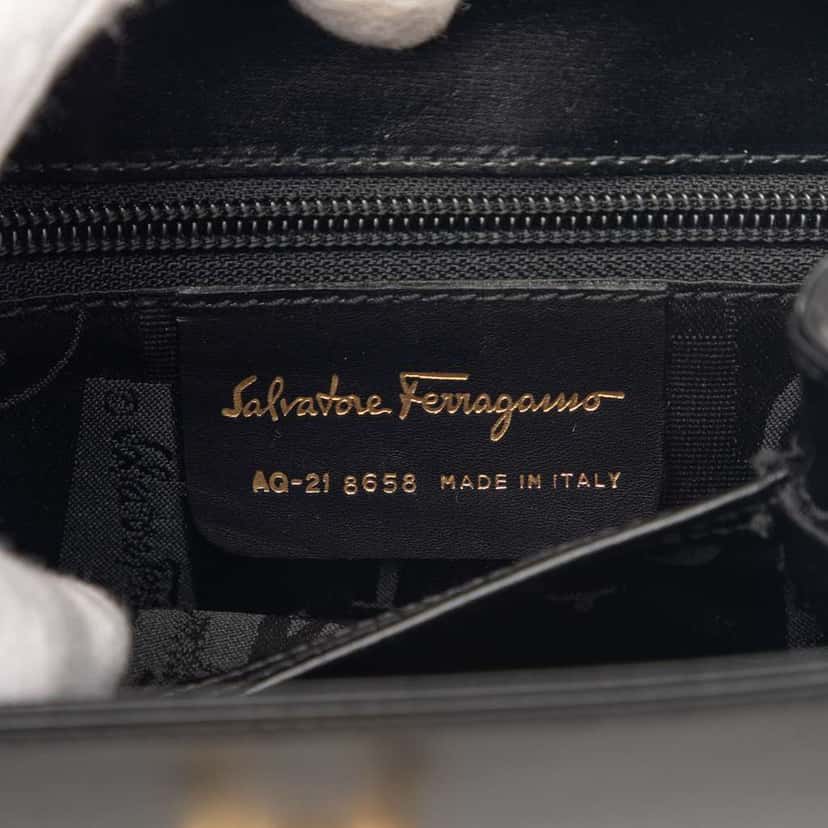 Salvatore Ferragamo Small Leather Gancini Iconic Top Handle Bag Black Leather Very good condition - Box View