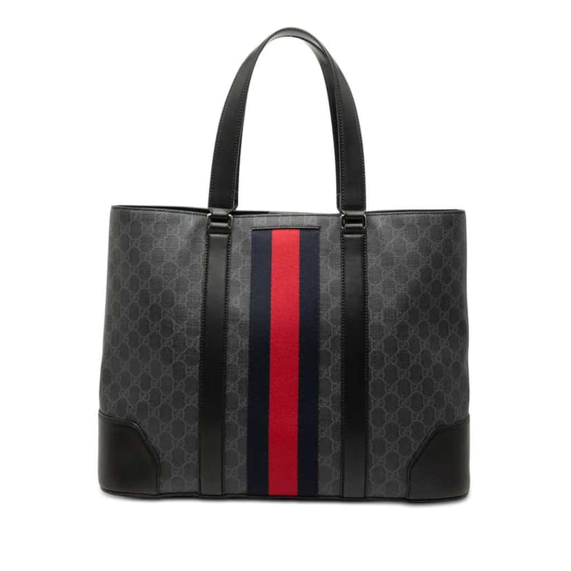 Gucci Large GG Supreme Web Tote Black Canvas Very good condition - Front View