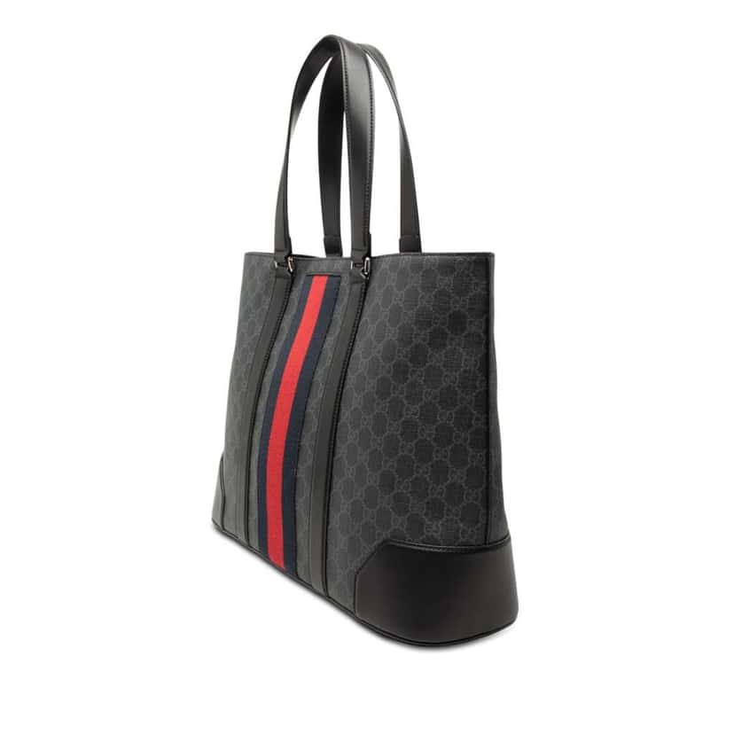 Gucci Large GG Supreme Web Tote Black Canvas Very good condition - Back View