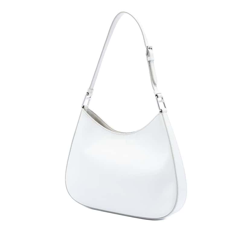 Prada Spazzolato Cleo Shoulder Bag White Leather Very good condition - Back View