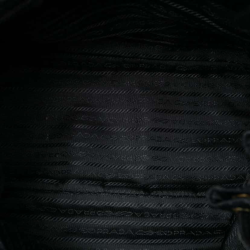 Prada Tessuto Whipstitched Logo Oro Tassel Satchel Black Very good condition - Model View