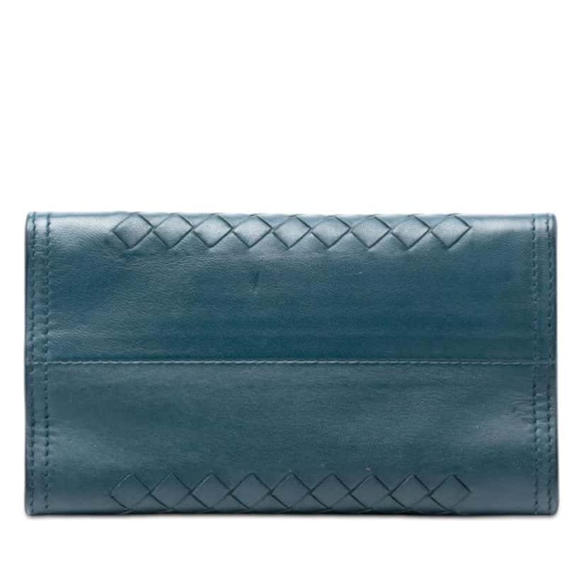 Bottega Veneta Nappa Intrecciato Chain Wallet Blue Leather Very good condition - Inside View