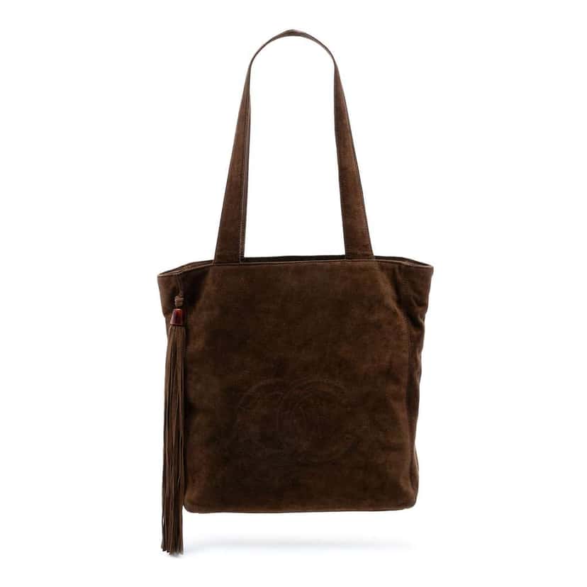 Chanel CC Suede Tassel Tote Brown Leather Very good condition - Front View