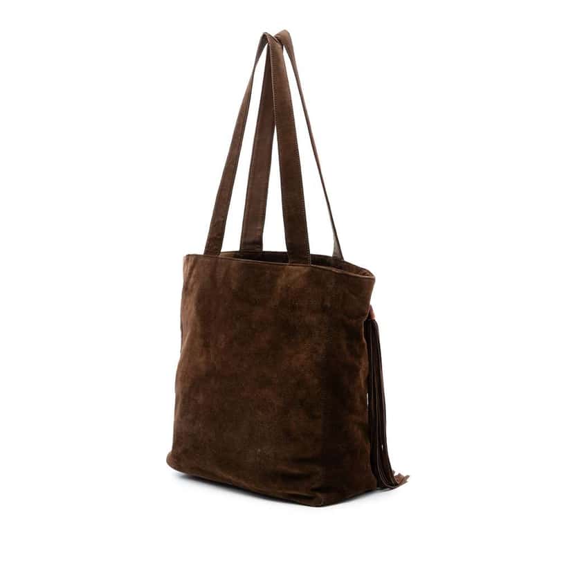 Chanel CC Suede Tassel Tote Brown Leather Very good condition - Back View