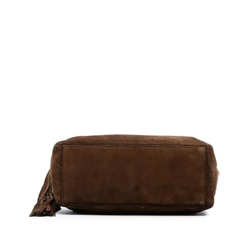 Chanel CC Suede Tassel Tote Brown Leather Very good condition - Inside View