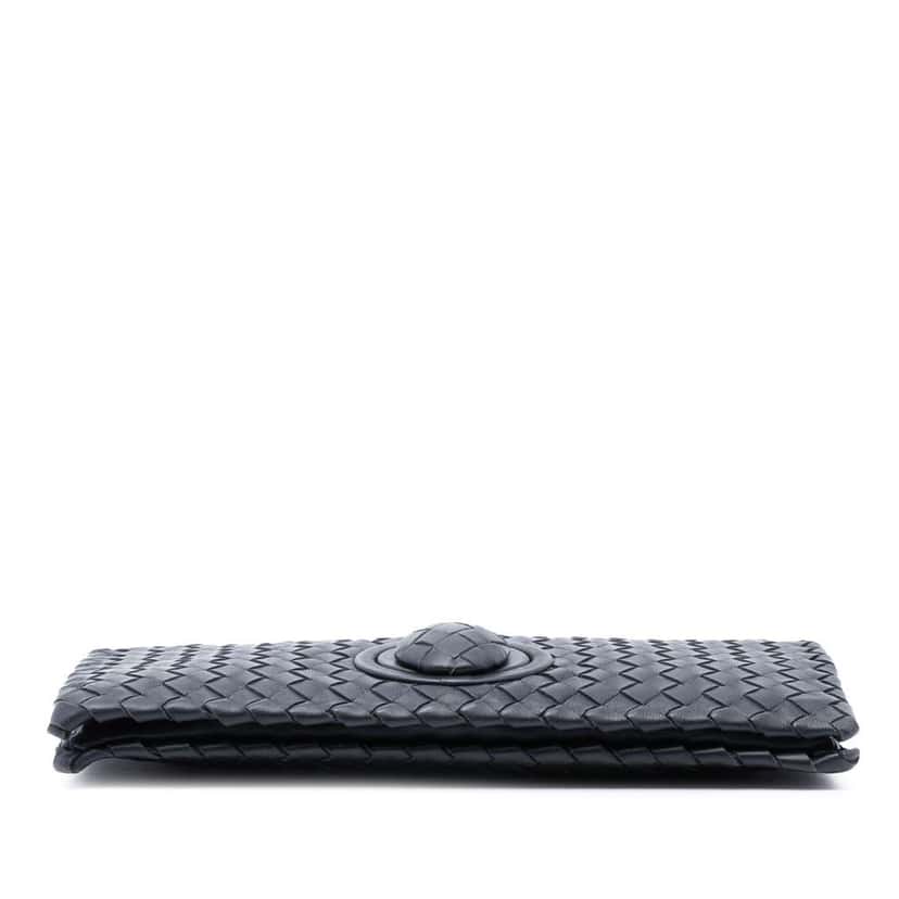 Bottega Veneta Nappa Intrecciato Turn Lock Clutch Grey Leather Very good condition - Inside View