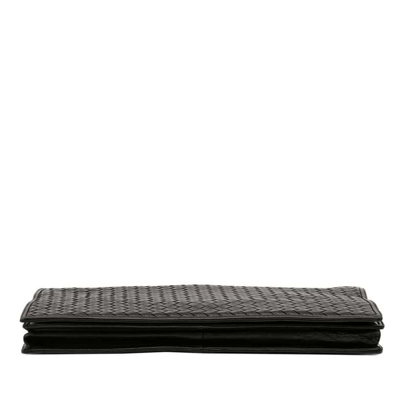 Bottega Veneta Nappa Intrecciato Portfolio Flap Clutch Black Leather Good condition - Inside View