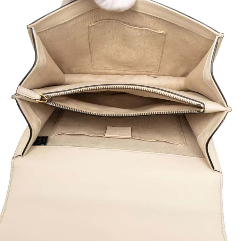 Gucci Medium Leather Bamboo Dionysus Web Satchel White Leather Very good condition - Model View