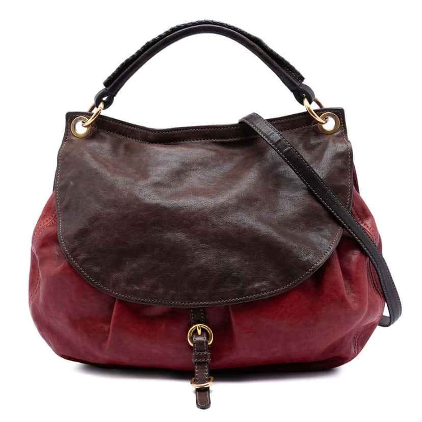 Miu Miu Bicolor Nappa Aviator Top Handle Bag Red Leather Good condition - Front View